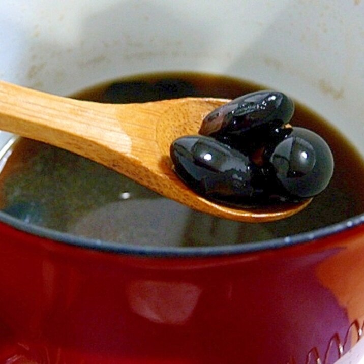 ツヤツヤ☆蒸し黒豆で簡単★黒豆の甘煮の漬け汁